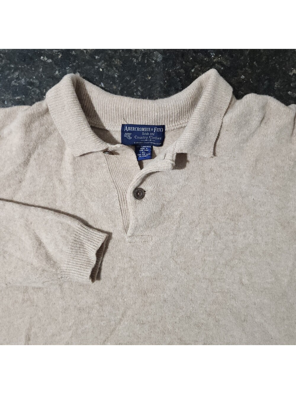 Vintage Abercrombie & Fitch 100% Wool Knit Polo Sweater Outdoor Preppy Classic